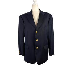 Brooks Brothers Men's Navy Single Breasted Wool Blazer Jacket Size EU42 Short